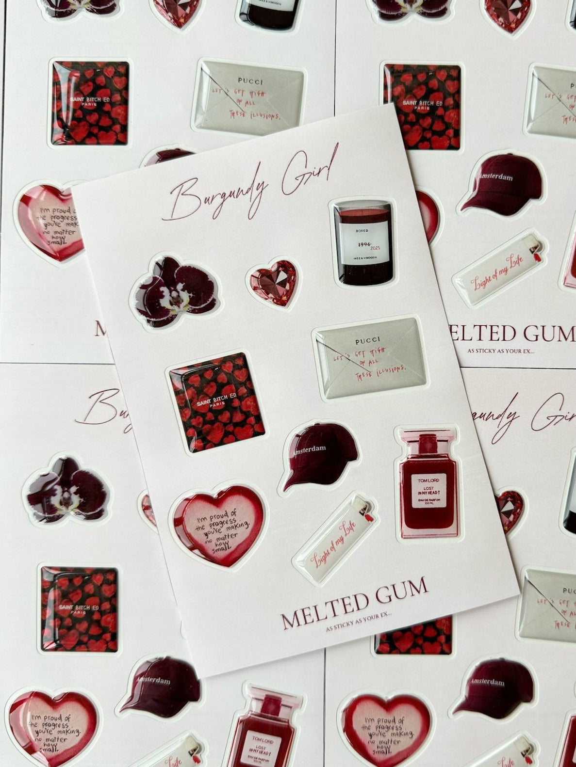 Sticker Pack «Burgundy Girl» | Beauty Matters