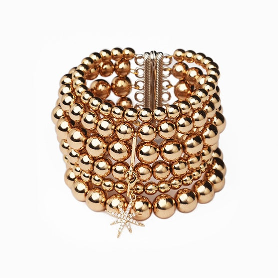 Ceramic Beads Bracelet with - Morning Star - Gold | Beauty Matters