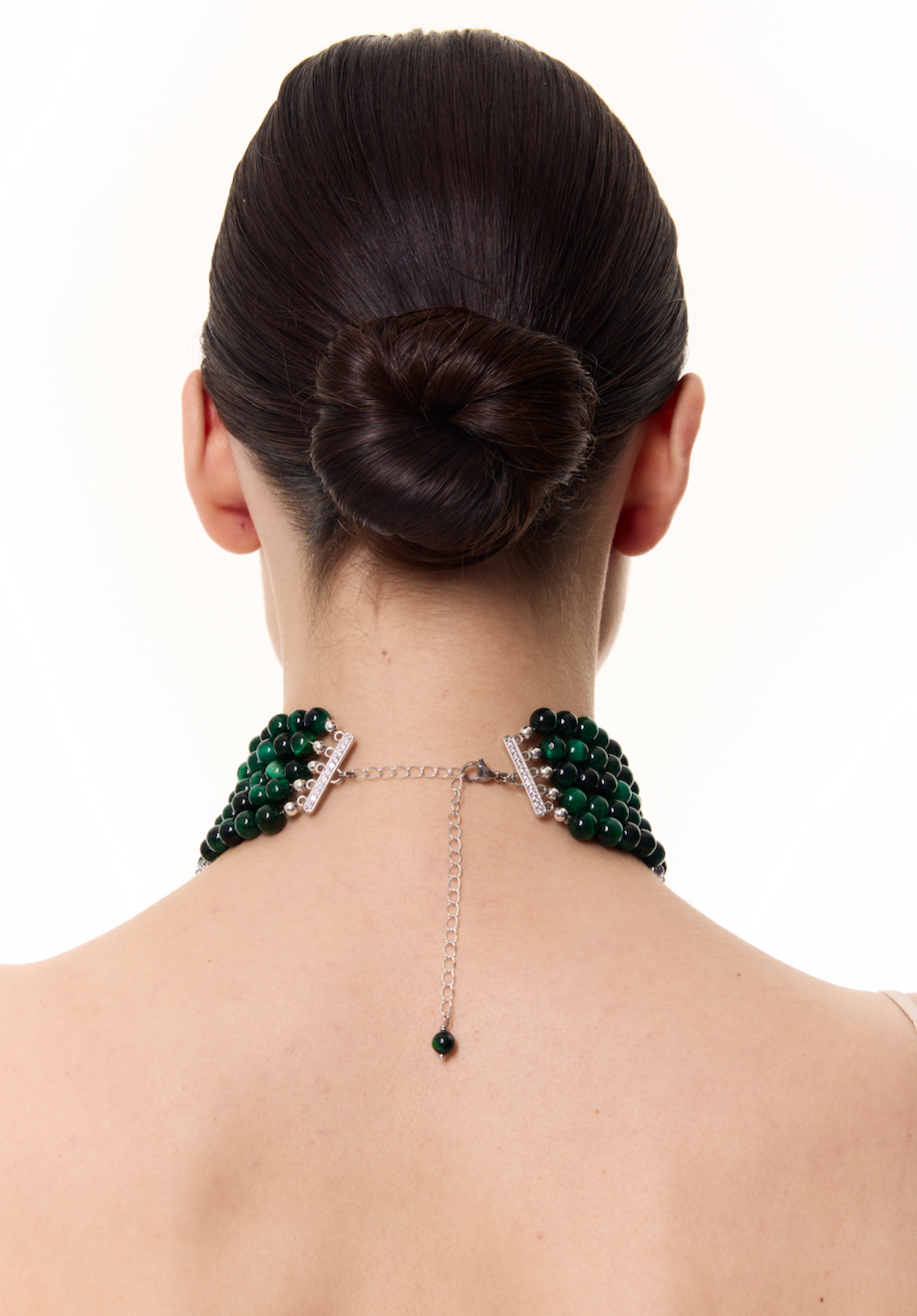 “Innocent” Necklace Dark Green with Silver | Beauty Matters