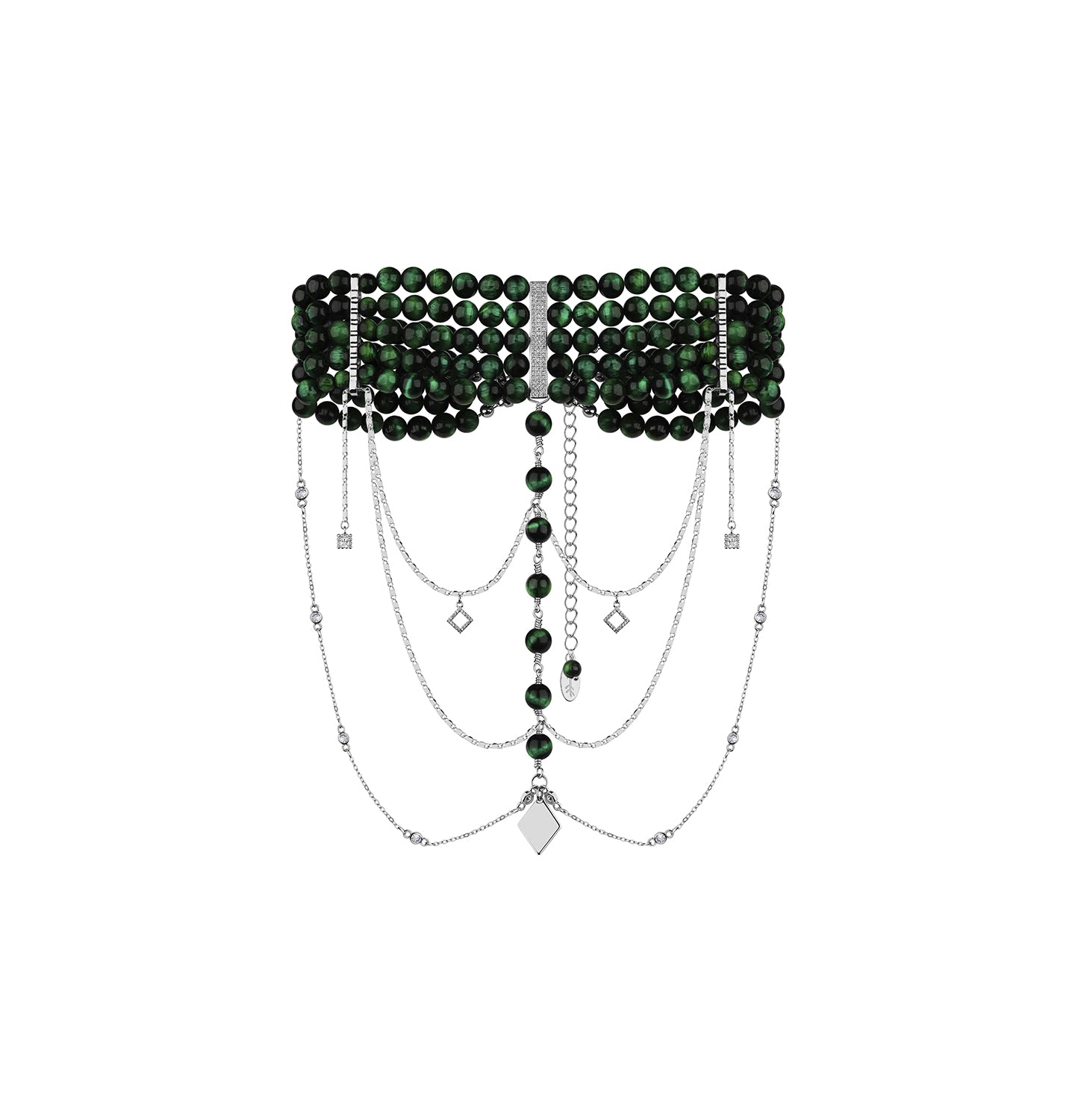 “Innocent” Necklace Dark Green with Silver | Beauty Matters