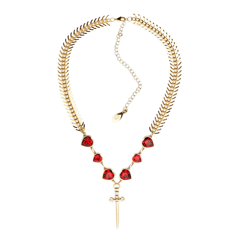 "Sword and Hearts" Necklace Red | Beauty Matters