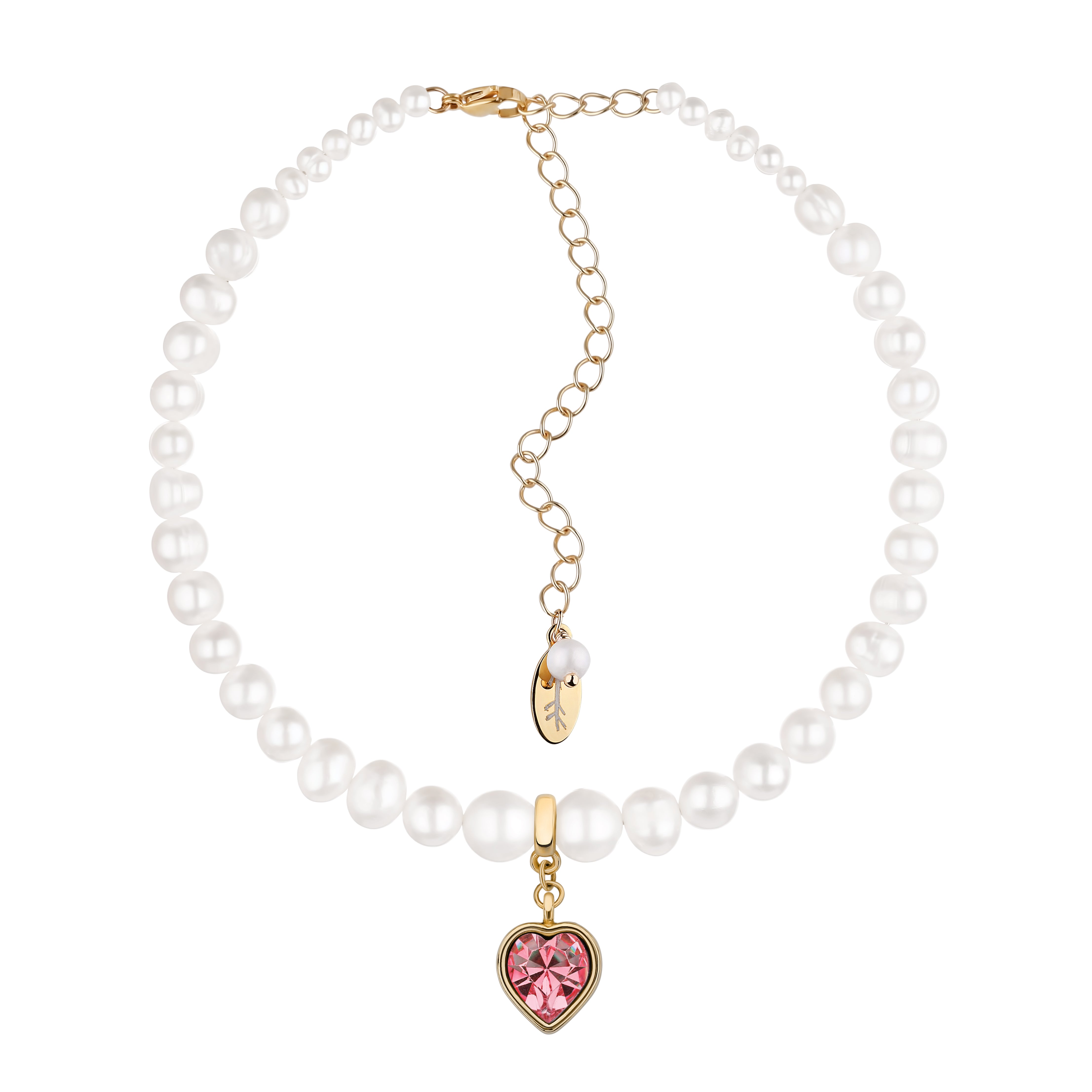 Pearls Choker with Pink Heart Gold | Beauty Matters