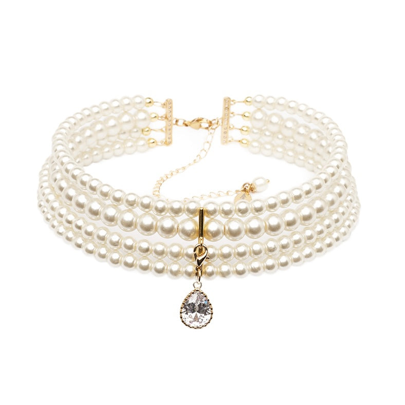 Anna - Ceramic Beads Choker with Drop Pendant Gold | Beauty Matters