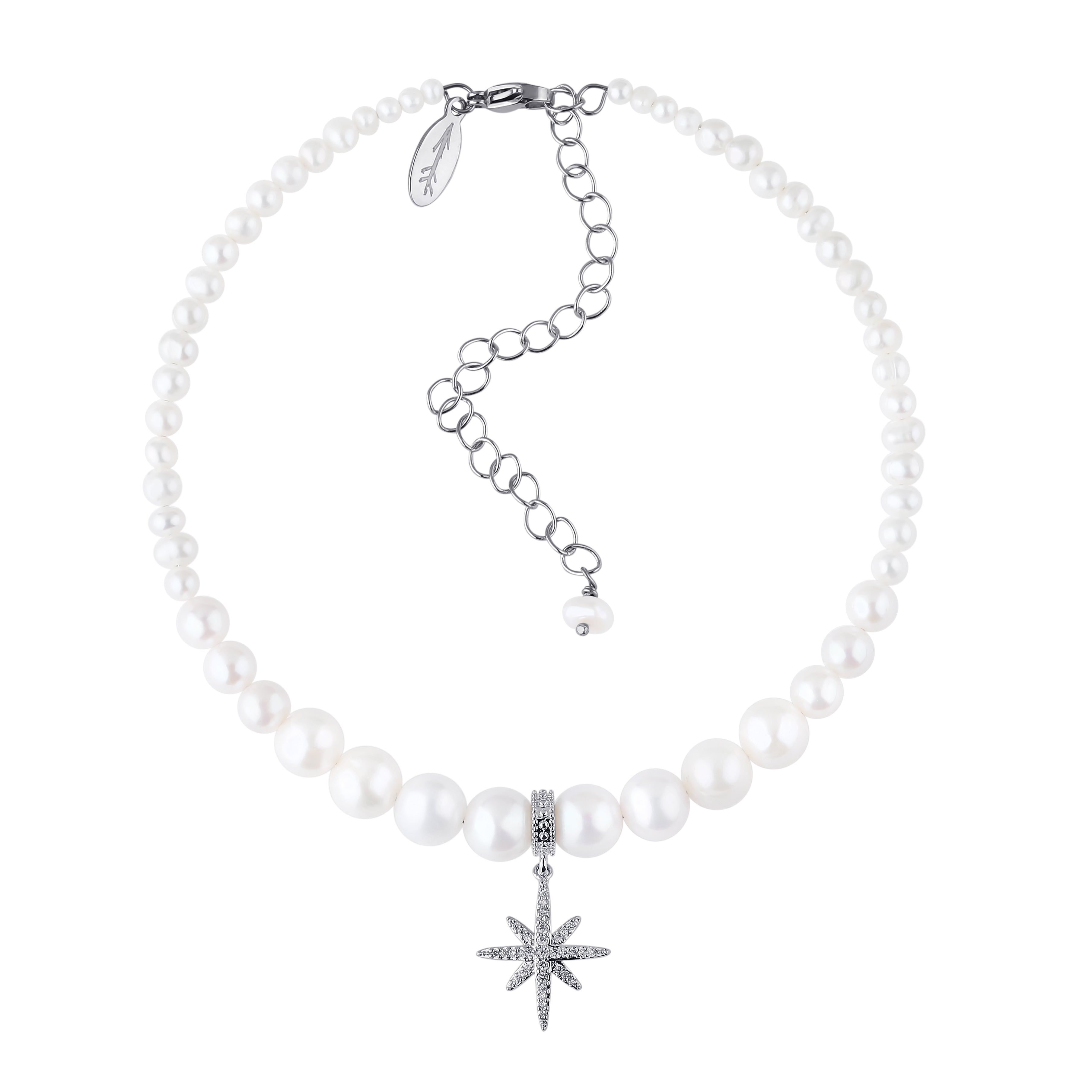 Pearls Choker with - Morning Star - Silver | Beauty Matters