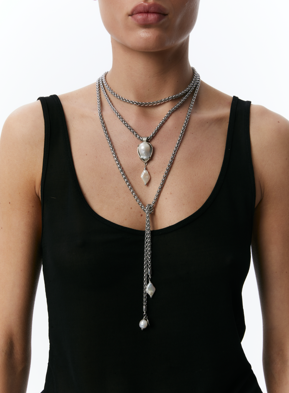 "Odesa" Double Chain Necklace Silver | Beauty Matters